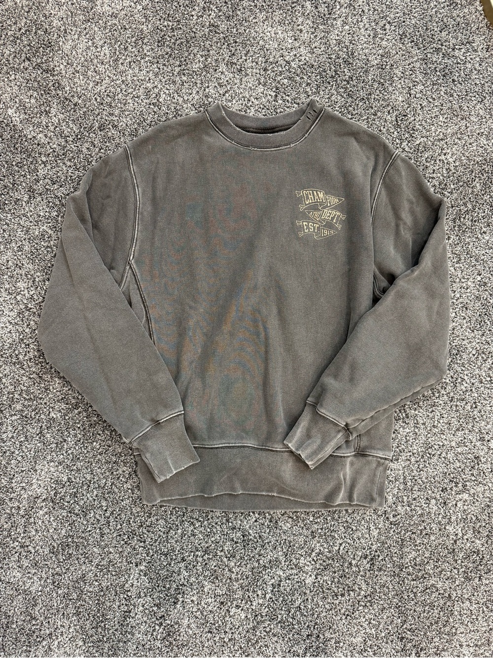 Champion Gray Crewneck Sweatshirt with Small Chest Logo